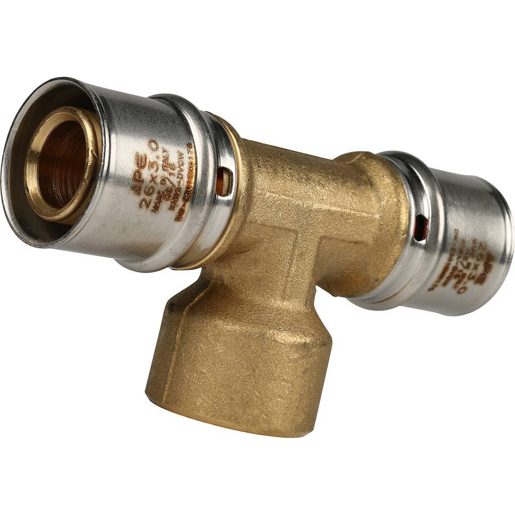 SFP-0007-003426 STOUT Тройник-переходник с внутренней резьбой 26х3/4"х26 для металлопластиковых труб прессовой