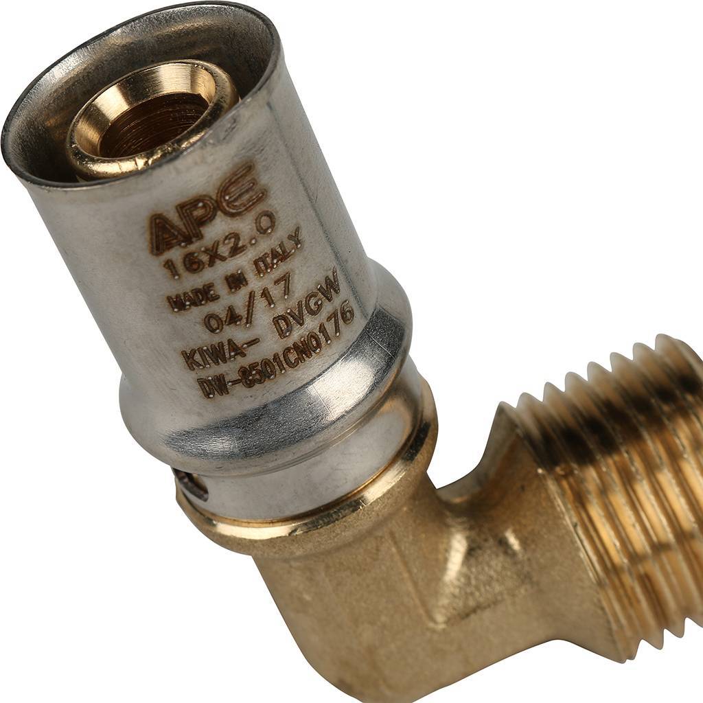 SFP-0011-001216 STOUT Угольник-переходник с наружной резьбой 1/2"х16 для металлопластиковых труб прессовой