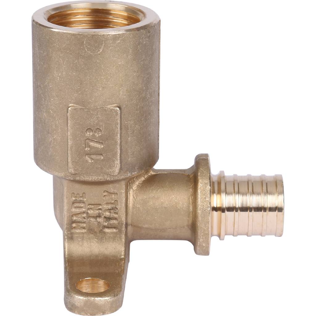 SFA-0032-001612 STOUT Угольник настенный с длинным нарезным патрубком 16-Rp 1/2" для труб из сшитого полиэтилена аксиальный