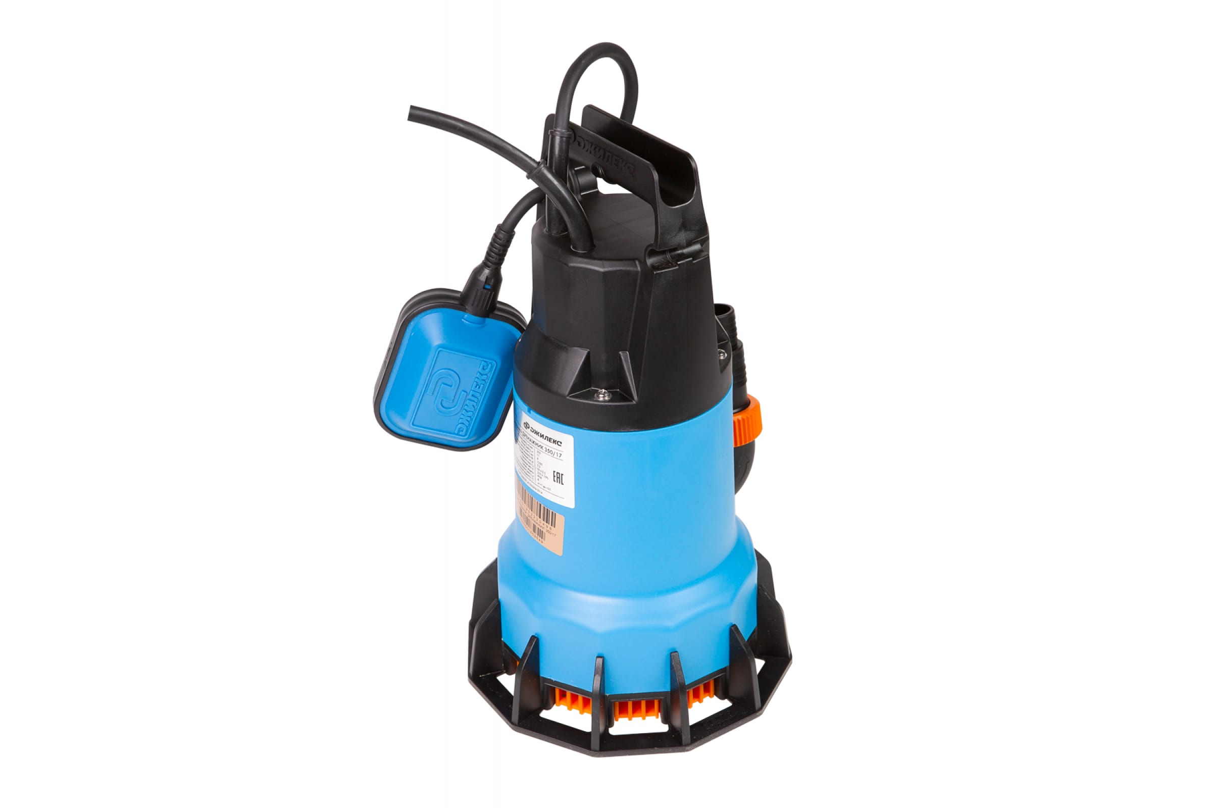 Насос дренажный ДЖИЛЕКС Дренажник 350/17 (1200 Вт, Qmax 350 л/мин, Hmax 17 м, 1x220В, кабель 10 м)