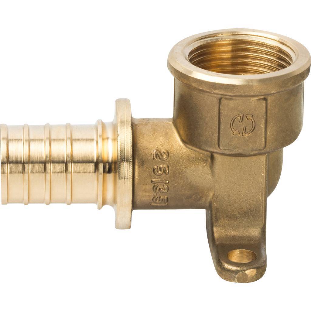 SFA-0009-002534 STOUT Угольник настенный с креплением 25xRp 3/4" для труб из сшитого полиэтилена аксиальный