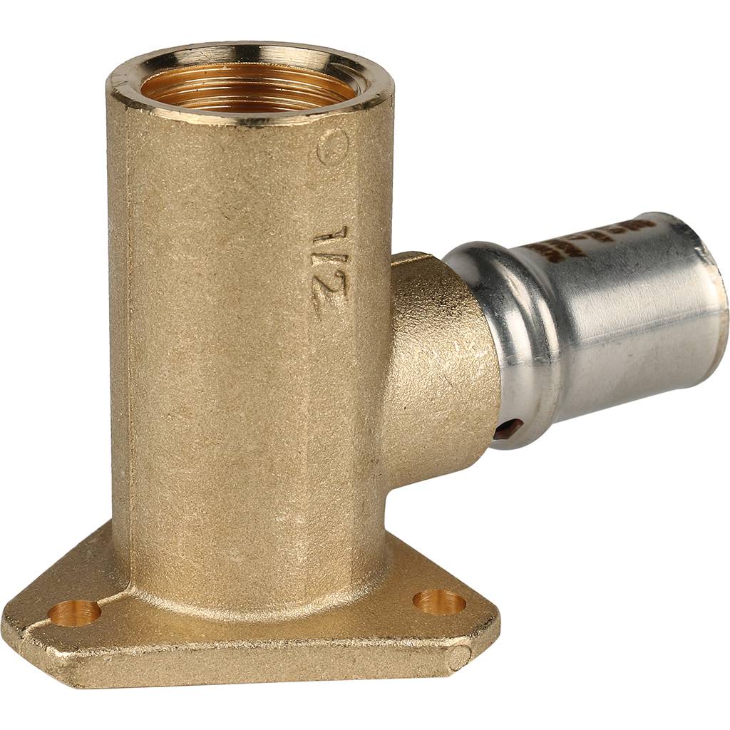 SFP-0012-001216 STOUT Угольник настенный с креплением удлинённый 1/2"х16 для металлопластиковых труб прессовой