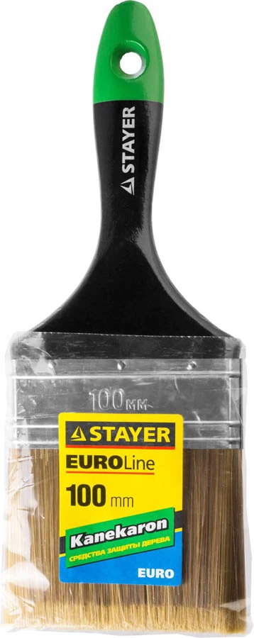 STAYER 100 мм, 4", щетина искусственная, деревянная ручка, кисть плоская KANEKARON-EURO 0106-100