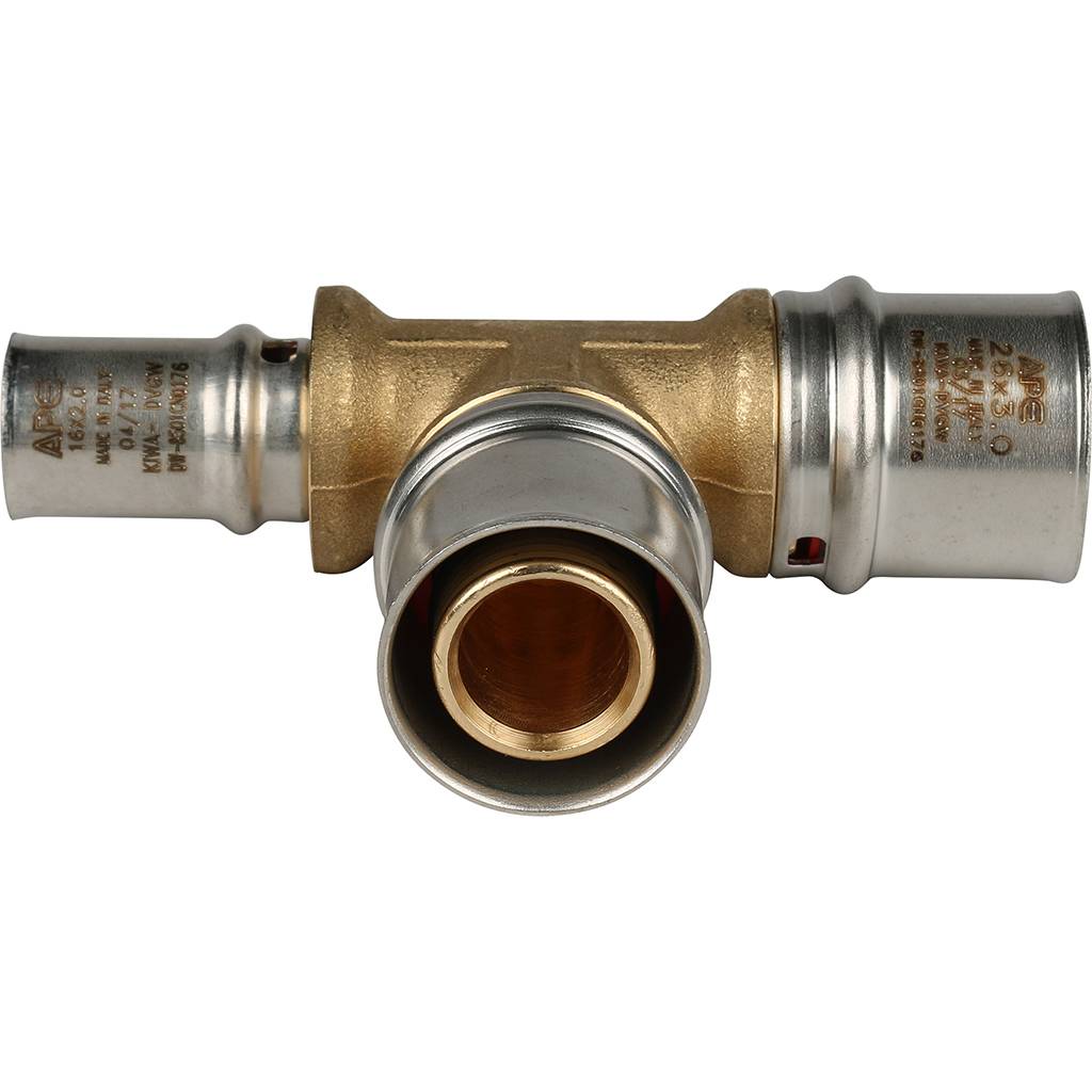 SFP-0005-262616 STOUT Тройник переходной 26х26х16 для металлопластиковых труб прессовой