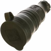 Кабельная розетка IEK, ОМЕГА, с заземлением, с крышкой, 1-м, IP44, РБп13-1-0м, ИЭК, черный PKR21-016-2-K02