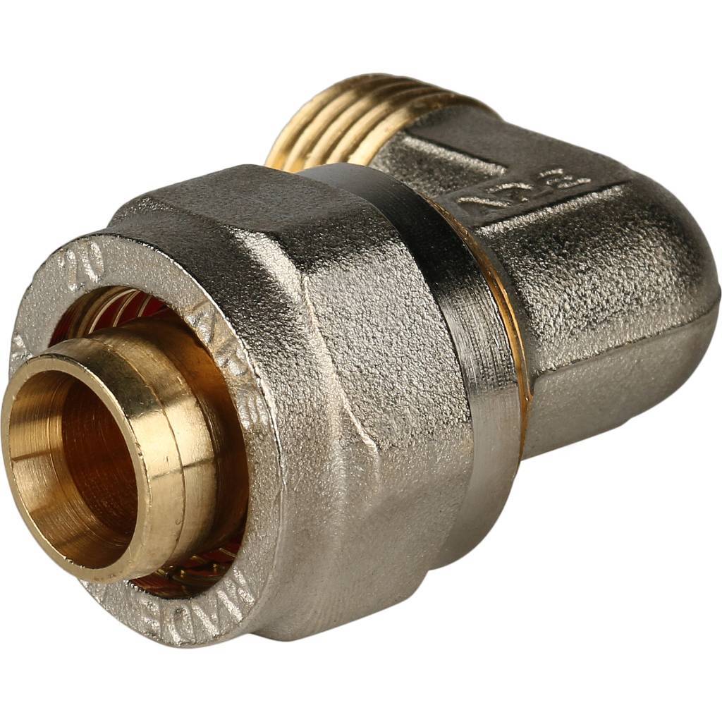 SFS-0006-001220 STOUT Угольник-переходник с наружной резьбой 1/2"х20 для металлопластиковых труб винтовой