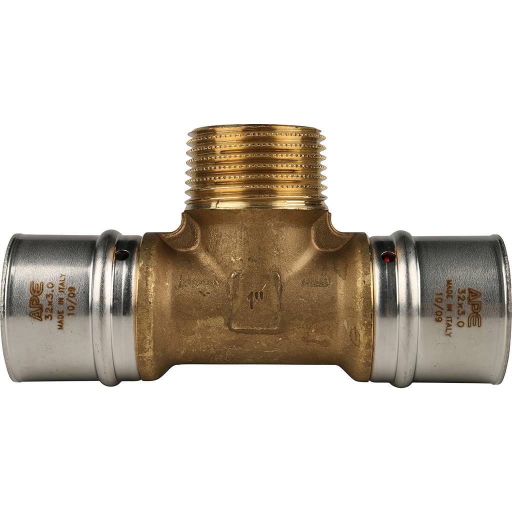 SFP-0008-320132 STOUT Тройник-переходник с наружной резьбой 32х1"х32 для металлопластиковых труб прессовой