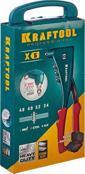 KRAFTOOL заклепки 2.4-4.8 мм, заклепочник усиленный NX-5 31173-H6