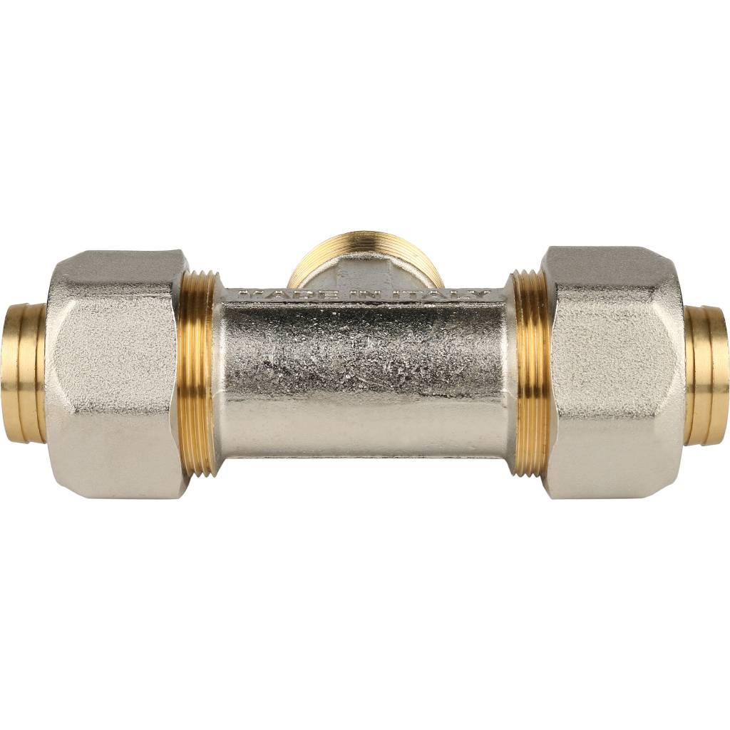 SFS-0011-000132 STOUT Тройник-переходник с наружной резьбой 1"x32 для металлопластиковых труб винтовой