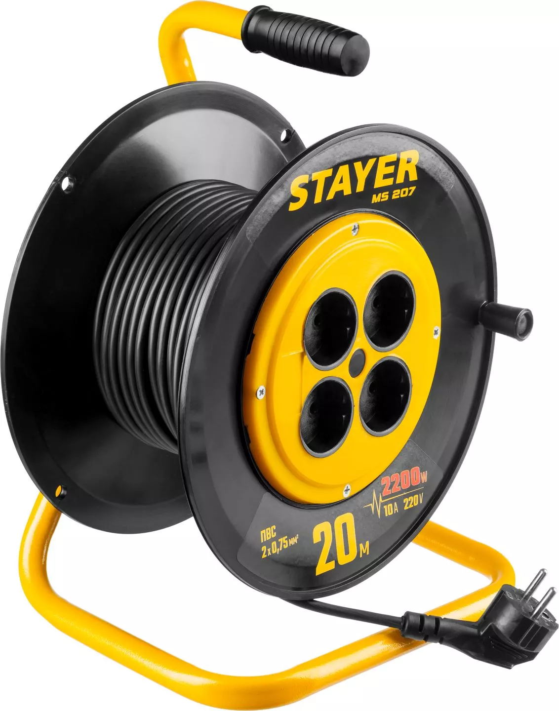 STAYER 20 м, 1300Вт, ПВС 2x0,75 удлинитель на катушке MS 207 55073-20_z01
