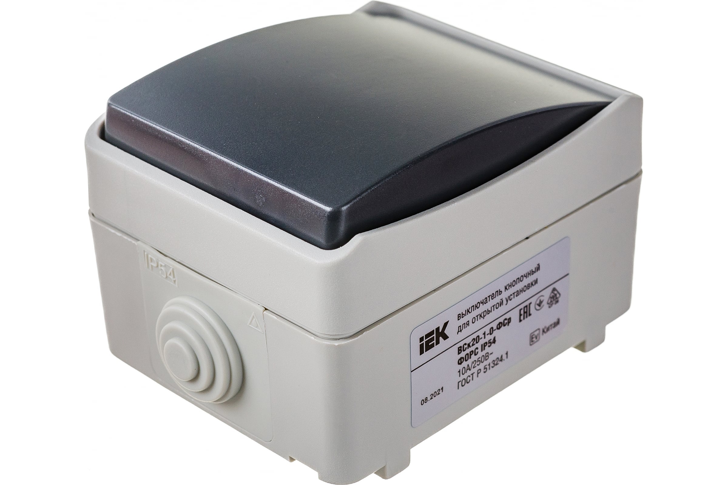 1-кнопочный выключатель IEK ФОРС наружный монтаж IP54 EVS13-K03-10-54-DC