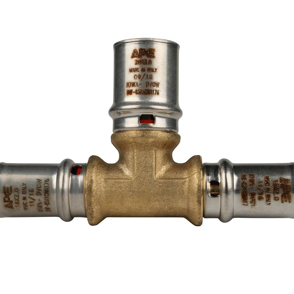 SFP-0005-162016 STOUT Тройник переходной 16x20x16 для металлопластиковых труб прессовой