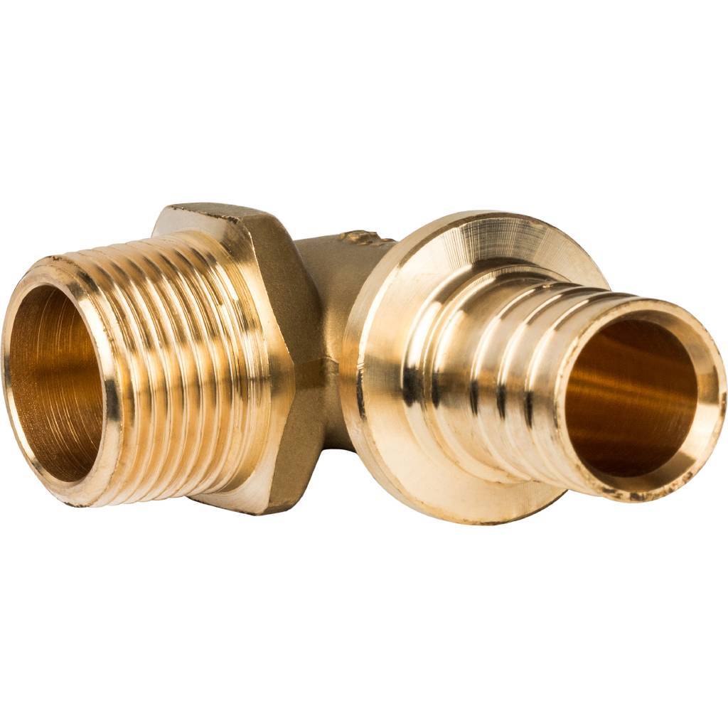 SFA-0005-002534 STOUT Угольник-переходник с наружной резьбой 25xR 3/4" для труб из сшитого полиэтилена аксиальный