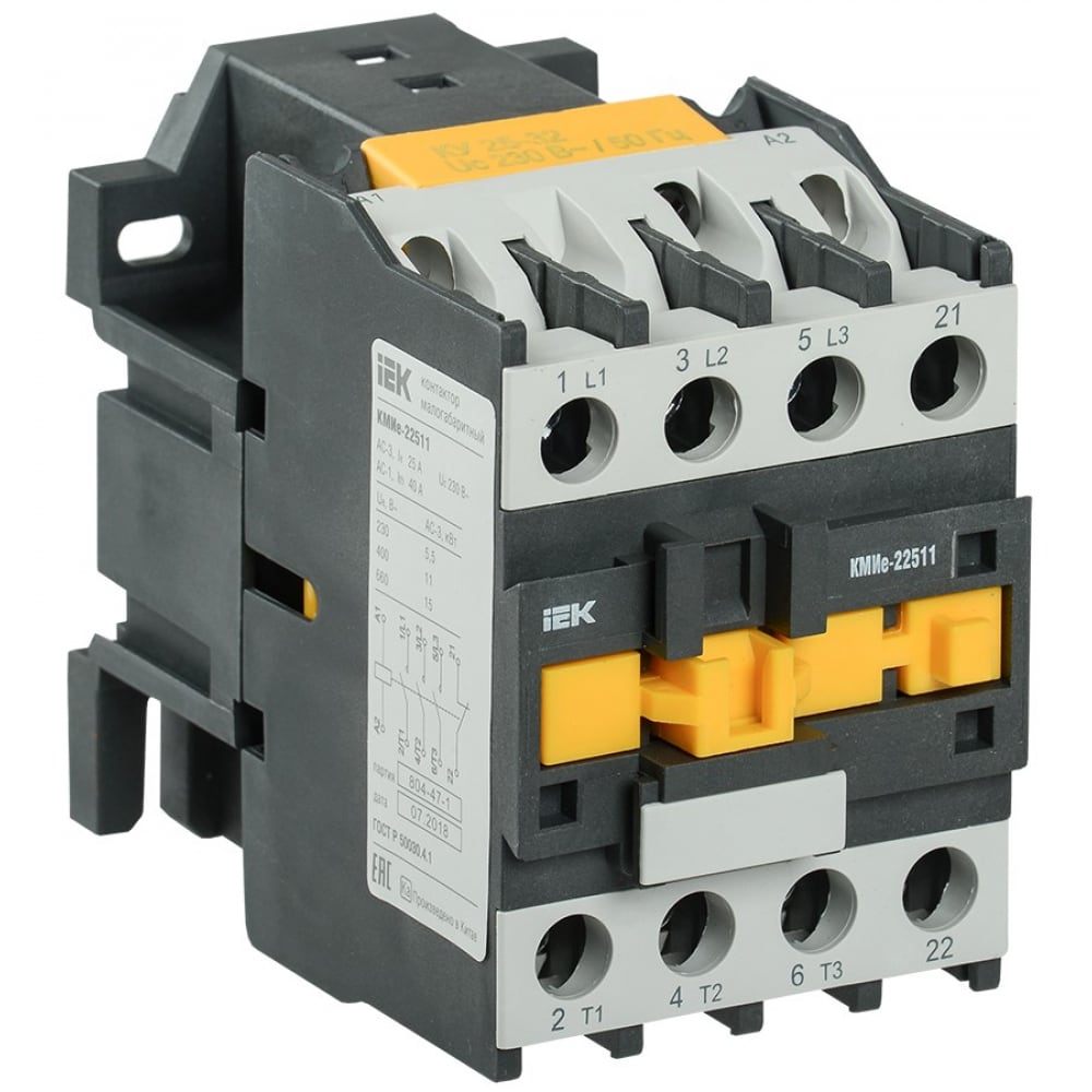 Контактор IEK КМИе-22511 25А 230В/АС3 1НЗ KKME21-025-230-01