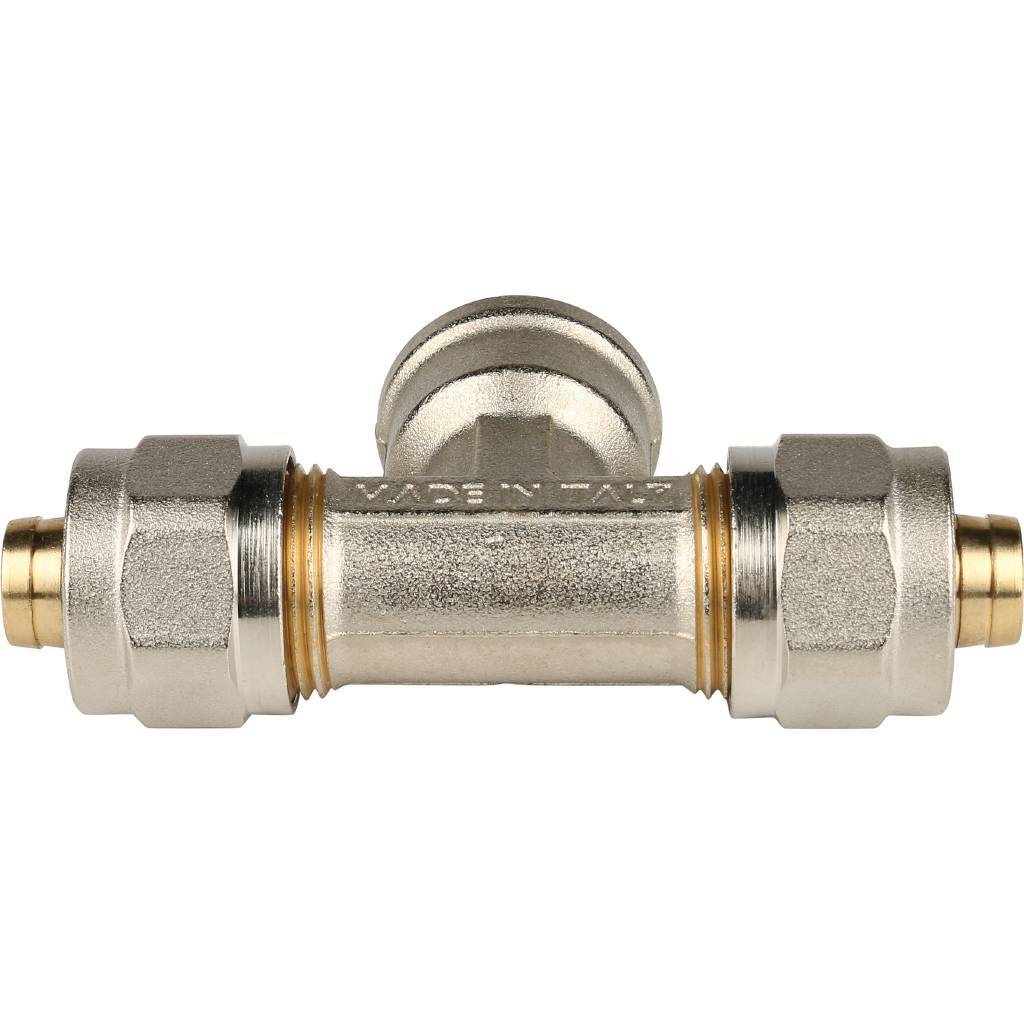 SFS-0012-001216 STOUT Тройник-переходник с внутренней резьбой 1/2"х16 для металлопластиковых труб винтовой