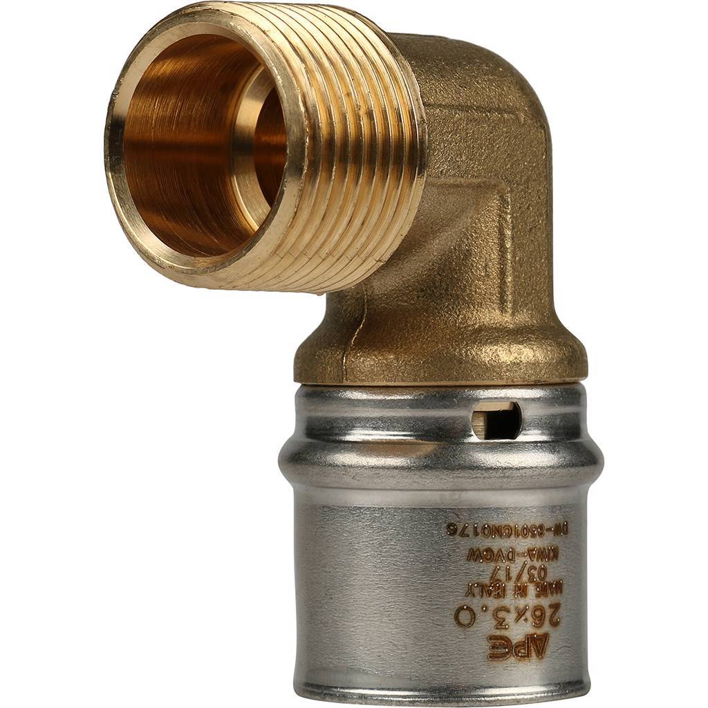 SFP-0011-003426 STOUT Угольник-переходник с наружной резьбой 3/4"х26 для металлопластиковых труб прессовой