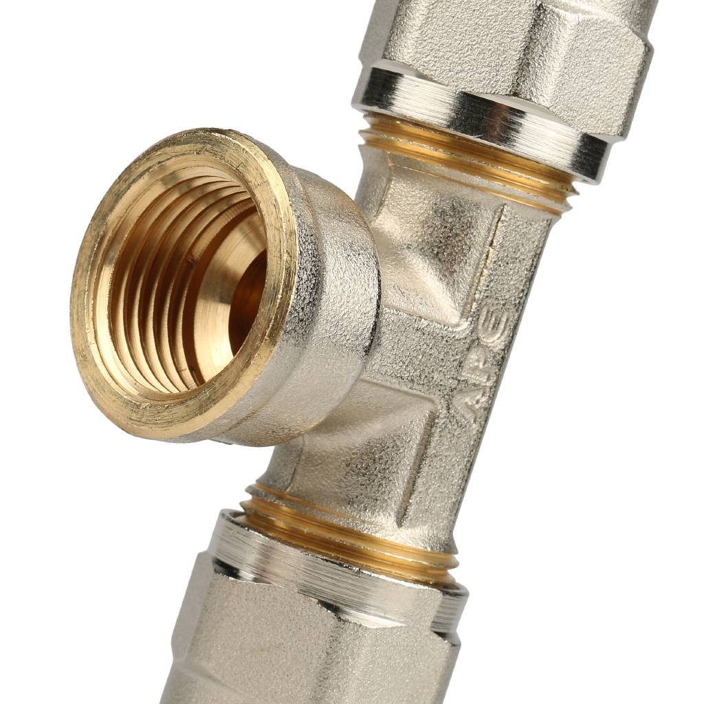 SFS-0012-001216 STOUT Тройник-переходник с внутренней резьбой 1/2"х16 для металлопластиковых труб винтовой