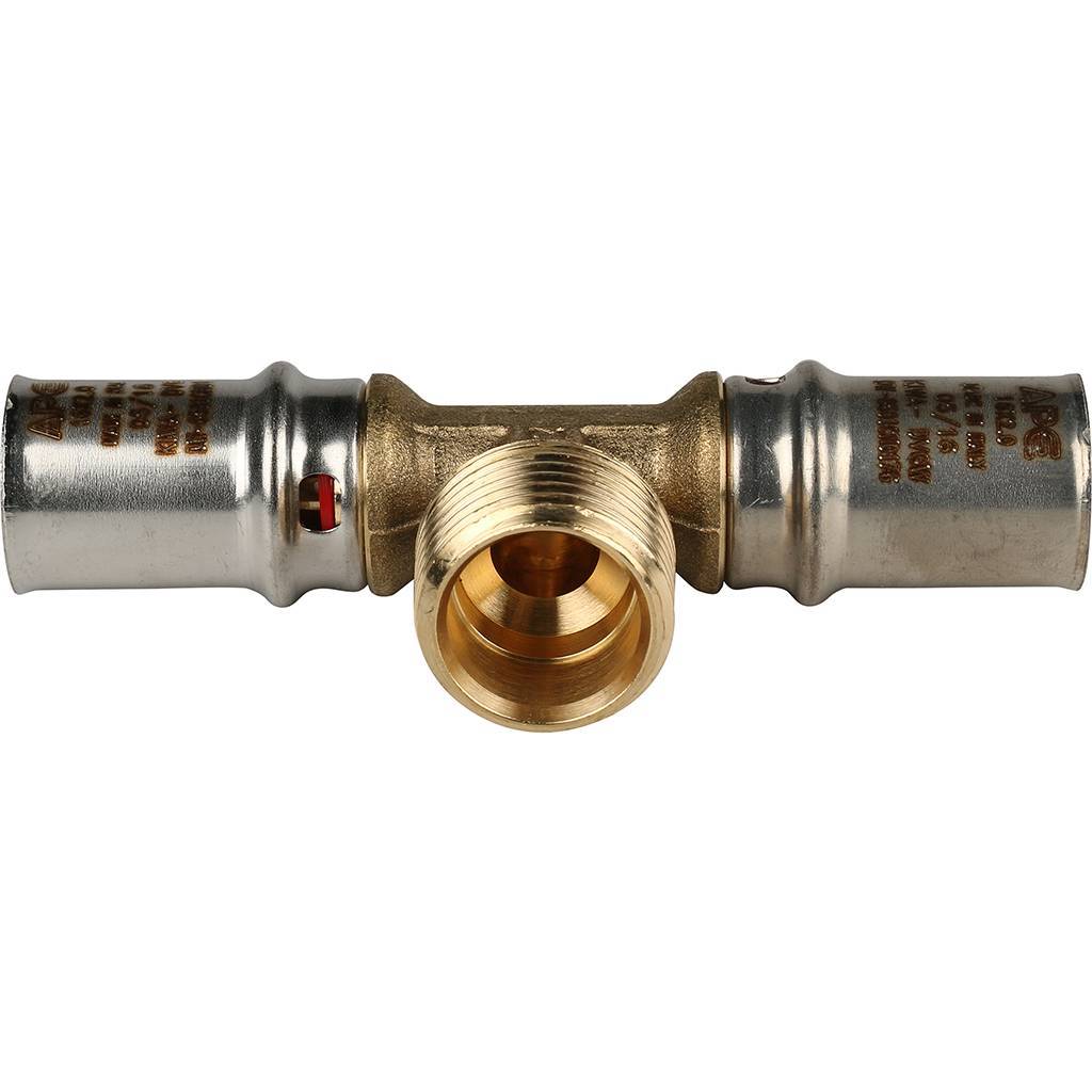 SFP-0008-161216 STOUT Тройник-переходник с наружной резьбой 16х1/2"х16 для металлопластиковых труб прессовой