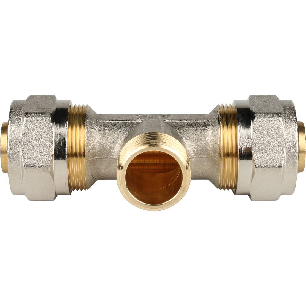 SFS-0011-003426 STOUT Тройник-переходник с наружной резьбой 3/4"х26 для металлопластиковых труб винтовой