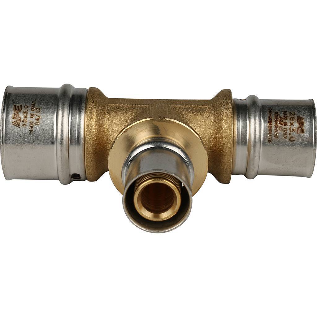 SFP-0005-322026 STOUT Тройник переходной 32х20х26 для металлопластиковых труб прессовой