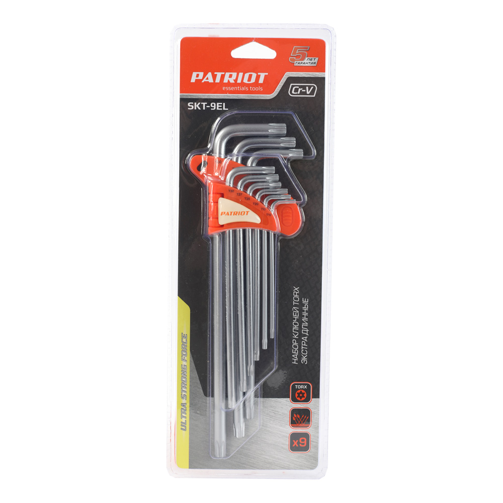 Набор ключей PATRIOT SKТ-9EL, TORX, экстра длинные,  T10-T50, CRV, 9 шт