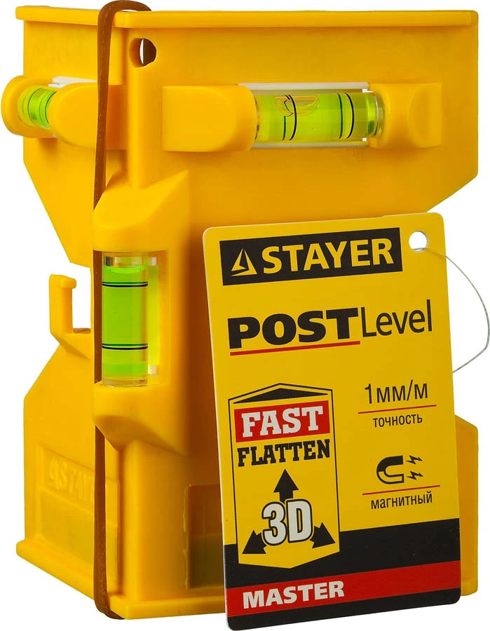 STAYER 3 ампулы, уровень-угольник пластмассовый, магнитный POSTLevel 3456_z01