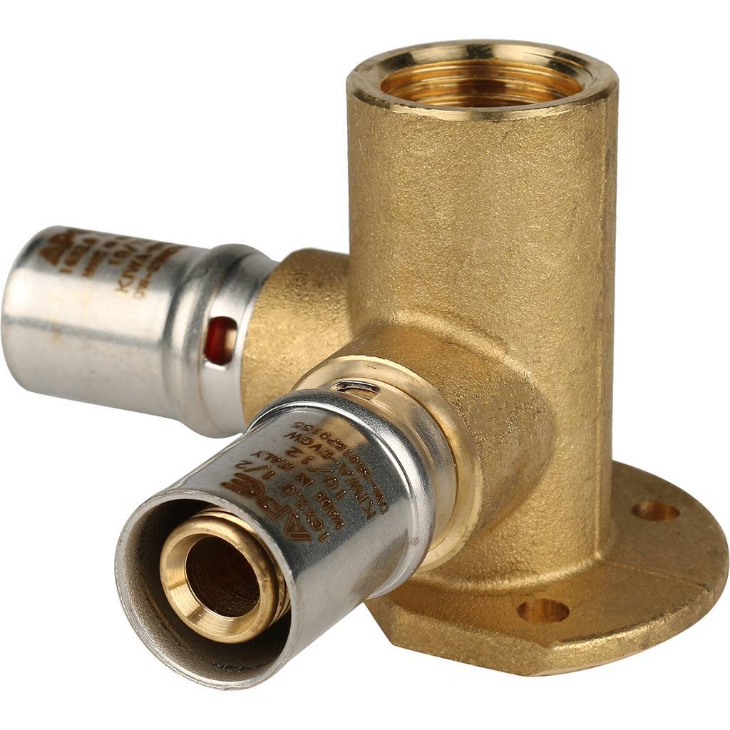 SFP-0015-001216 STOUT Тройник настенный с креплением  1/2"х16 для металлопластиковых труб прессовой