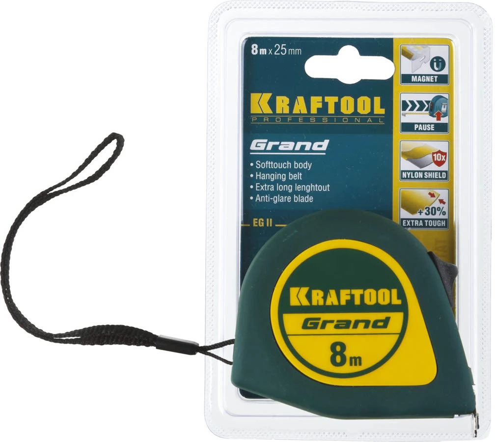 KRAFTOOL 7.5 м х 25 мм, рулетка GRAND 34022-08-25