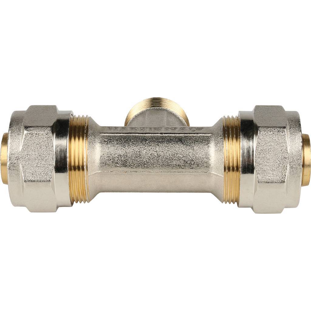SFS-0011-003426 STOUT Тройник-переходник с наружной резьбой 3/4"х26 для металлопластиковых труб винтовой