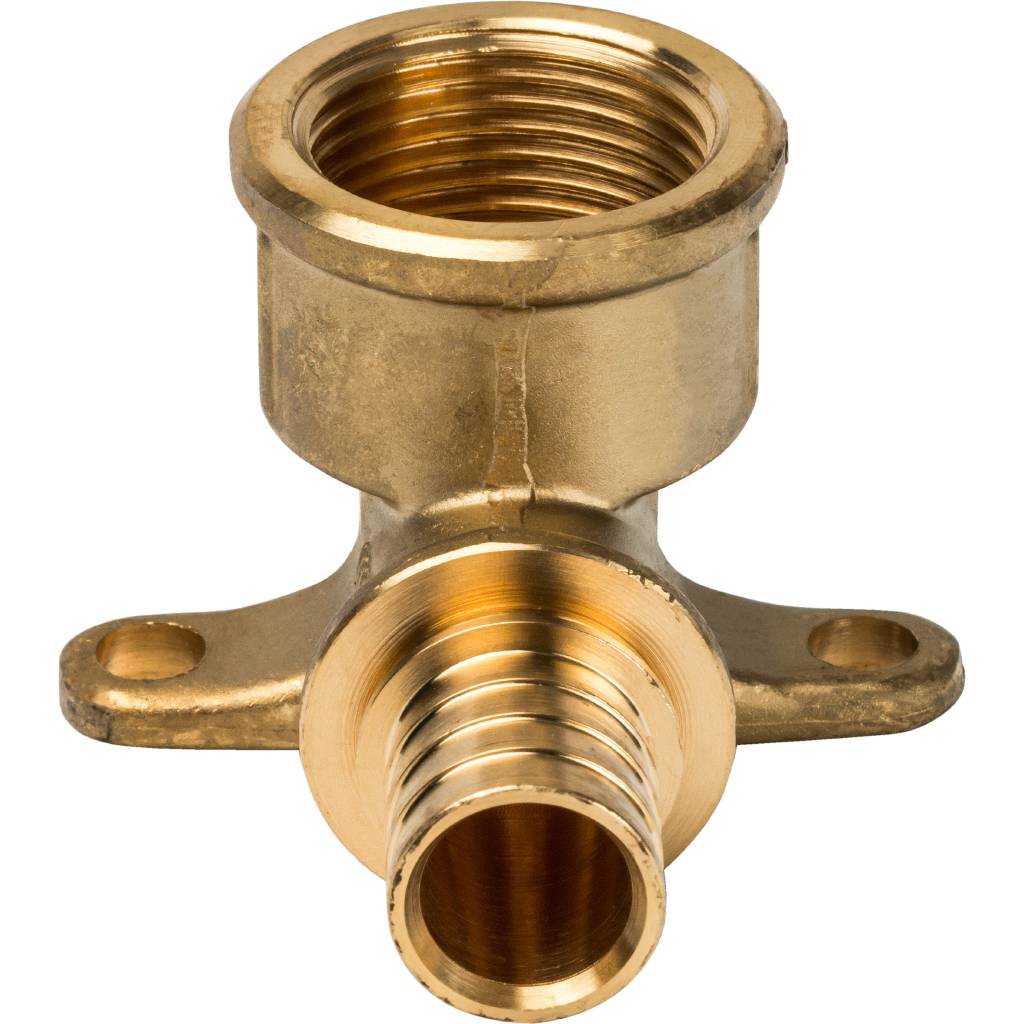 SFA-0009-002034 STOUT Угольник настенный с креплением 20xRp 3/4" для труб из сшитого полиэтилена аксиальный
