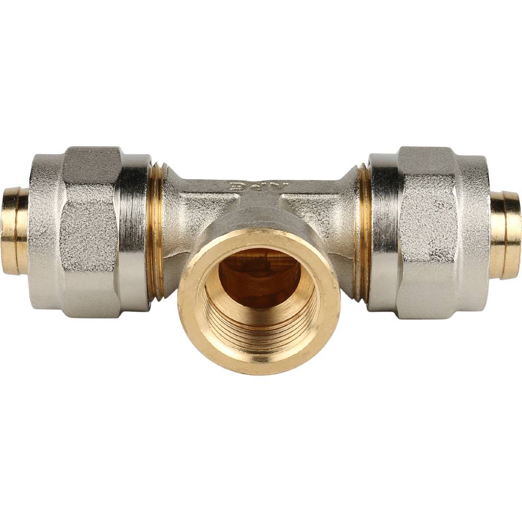 SFS-0012-001220 STOUT Тройник-переходник с внутренней резьбой 1/2"х20 для металлопластиковых труб винтовой