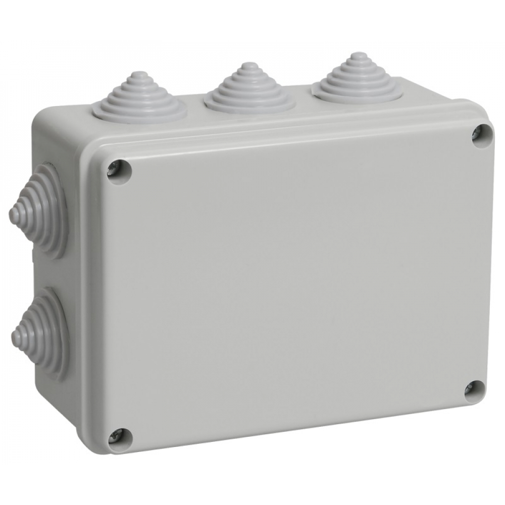 Распаячная коробка IEK открытой проводки, 150x110x70, IP44, KM41241, 10 кабель вводов,  ИЭК UKO10-150-110-070-K41-44