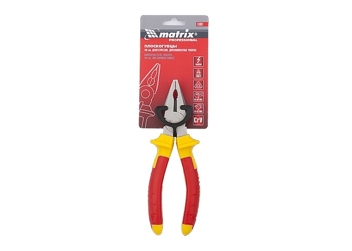 Плоскогубцы комбинированные, Insulated, 160 мм, двухкомпонентные рукоятки Matrix Professional
