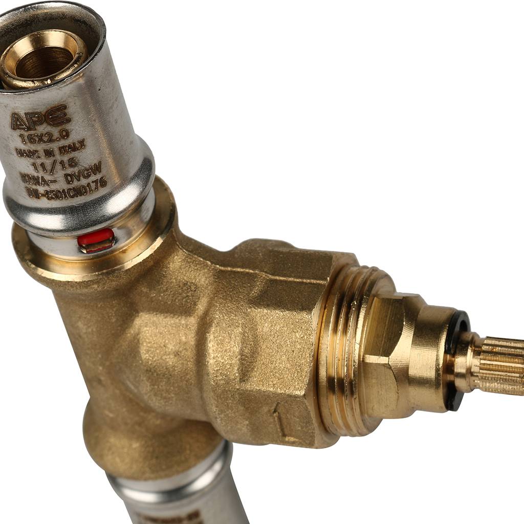 SFP-0014-001616 STOUT Вентиль с хромированной ручкой 16х16 для металлопластиковых труб прессовой