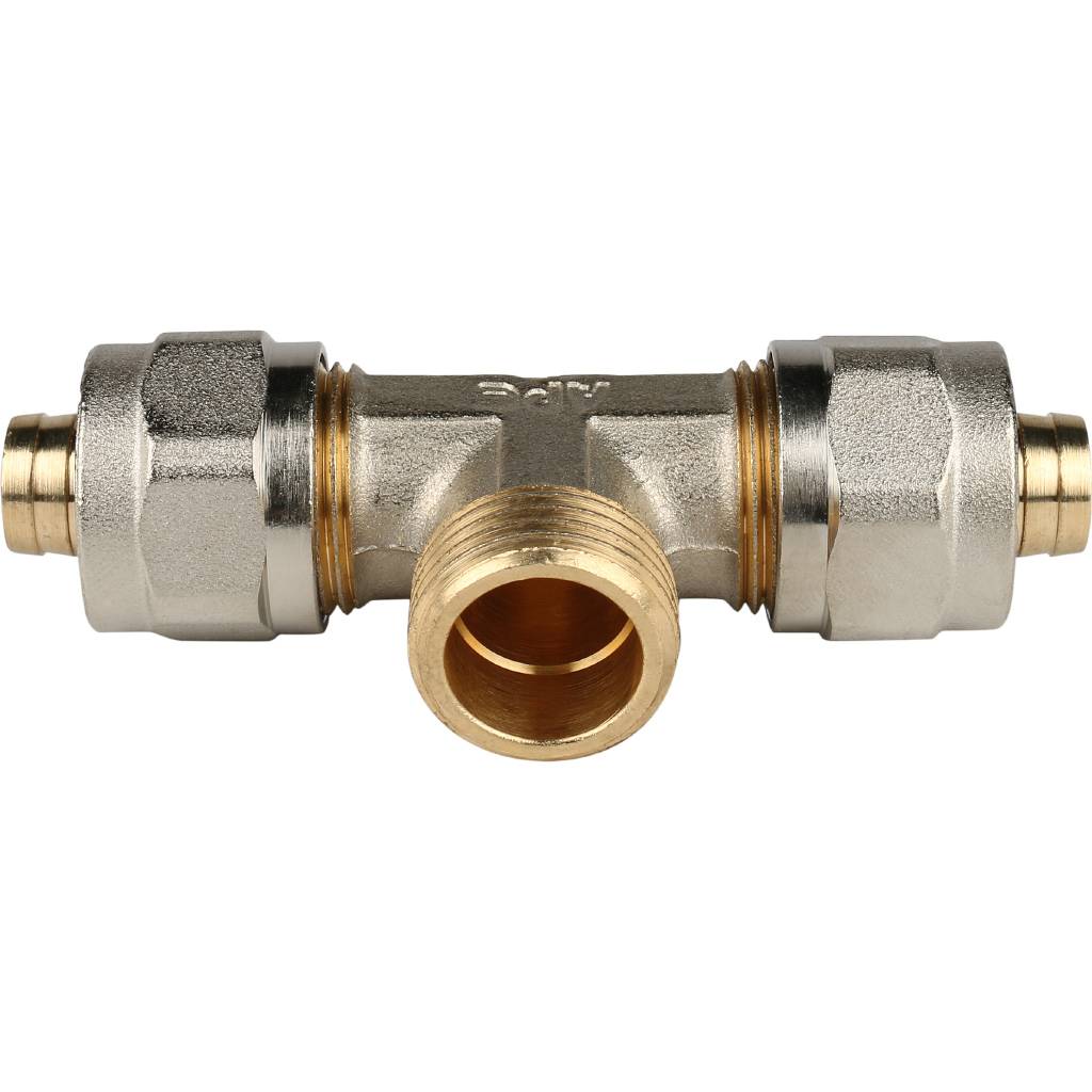 SFS-0011-001216 STOUT Тройник-переходник с наружной резьбой 1/2"х16 для металлопластиковых труб винтовой