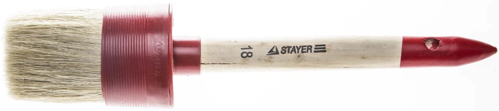 STAYER 60 мм, щетина натуральная, деревянная ручка, кисть малярная круглая 0141-60