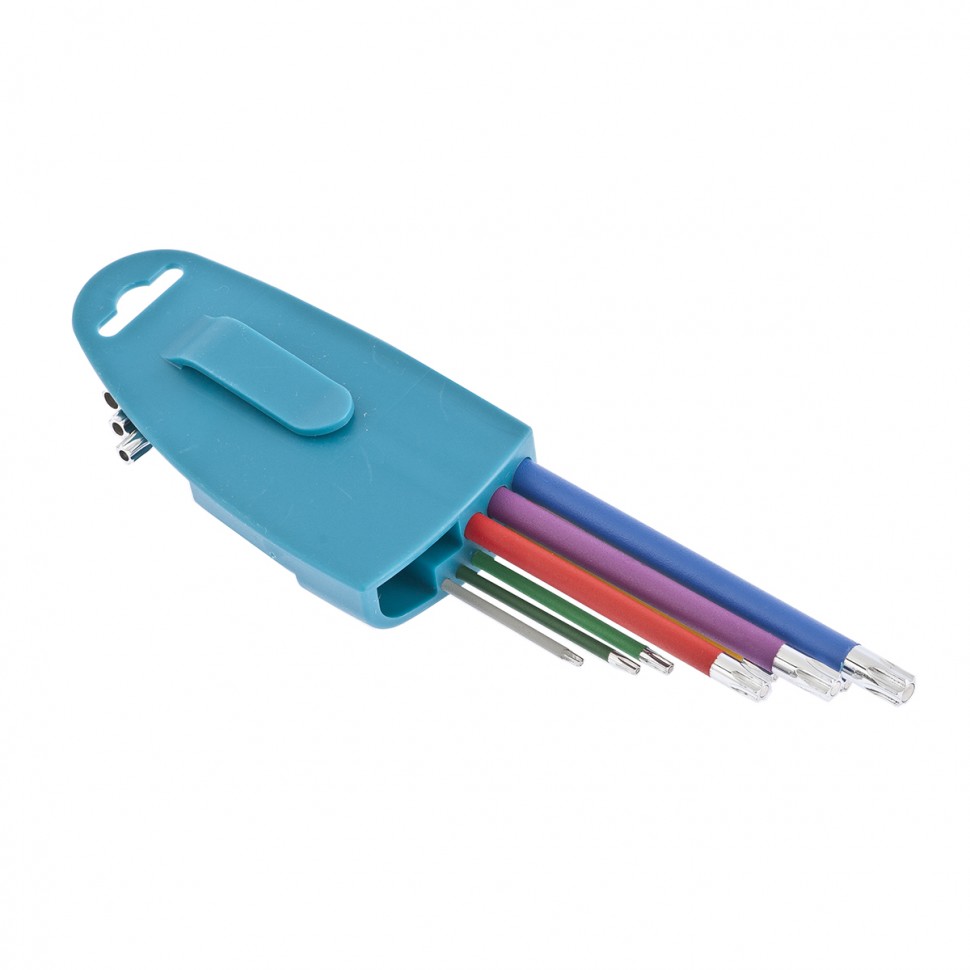 Набор ключей имбусовых Torx -TT, 9 шт: T10-T50, магнит, S2, экстра-длинные, хром/краска 9 шт Gross