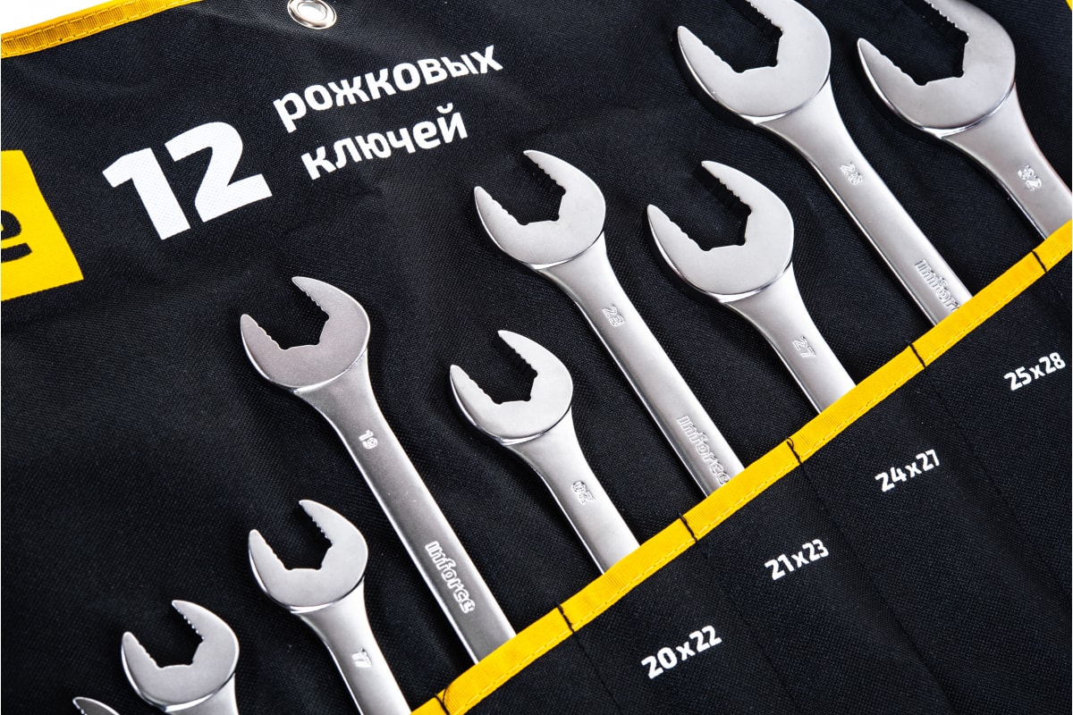 Inforce Набор рожковых ключей 12 предметов 06-05-44