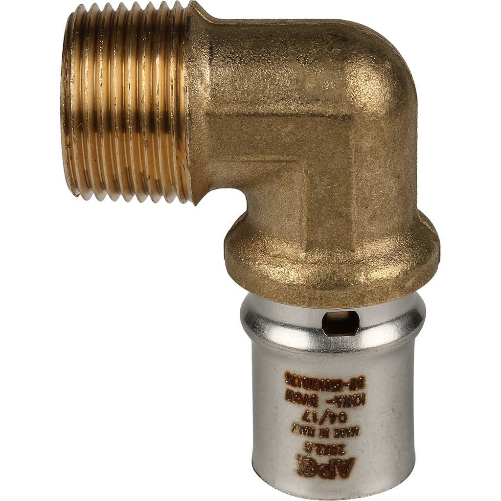 SFP-0011-003420 STOUT Угольник-переходник с наружной резьбой 3/4"х20 для металлопластиковых труб прессовой