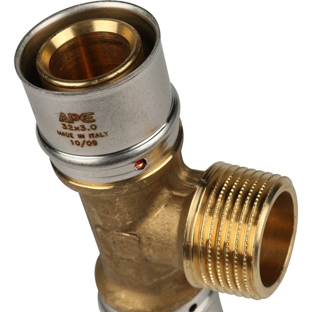 SFP-0008-320132 STOUT Тройник-переходник с наружной резьбой 32х1"х32 для металлопластиковых труб прессовой