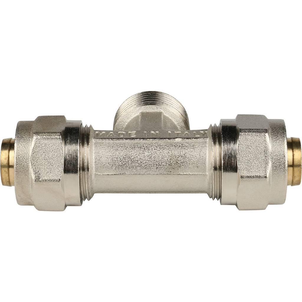 SFS-0011-003420 STOUT Тройник-переходник с наружной резьбой 3/4"х20 для металлопластиковых труб винтовой