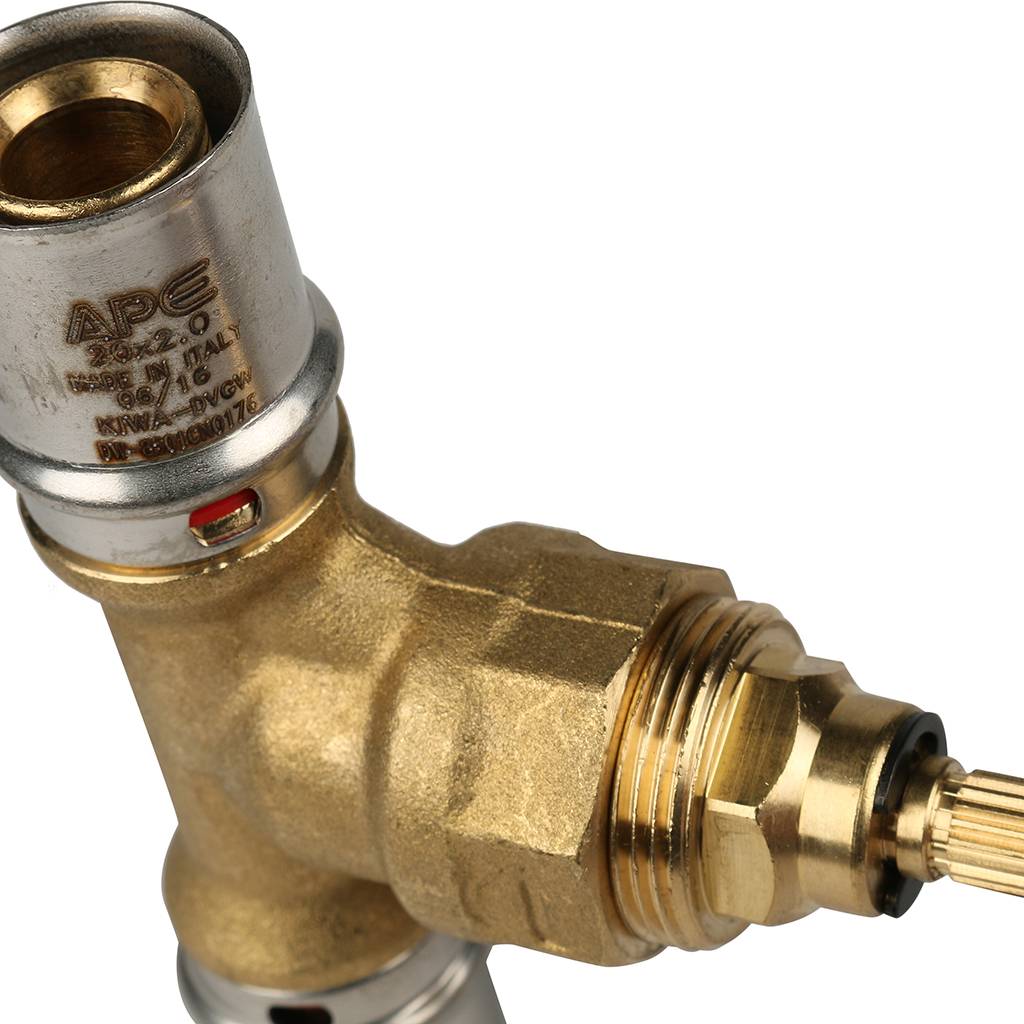 SFP-0014-002020 STOUT Вентиль с хромированной ручкой 20х20 для металлопластиковых труб прессовой