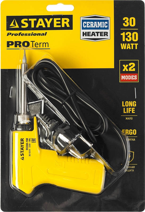 STAYER 30/130 Вт, двухкомпонентная рукоятка, электропаяльник Proterm 55308-130 Professional