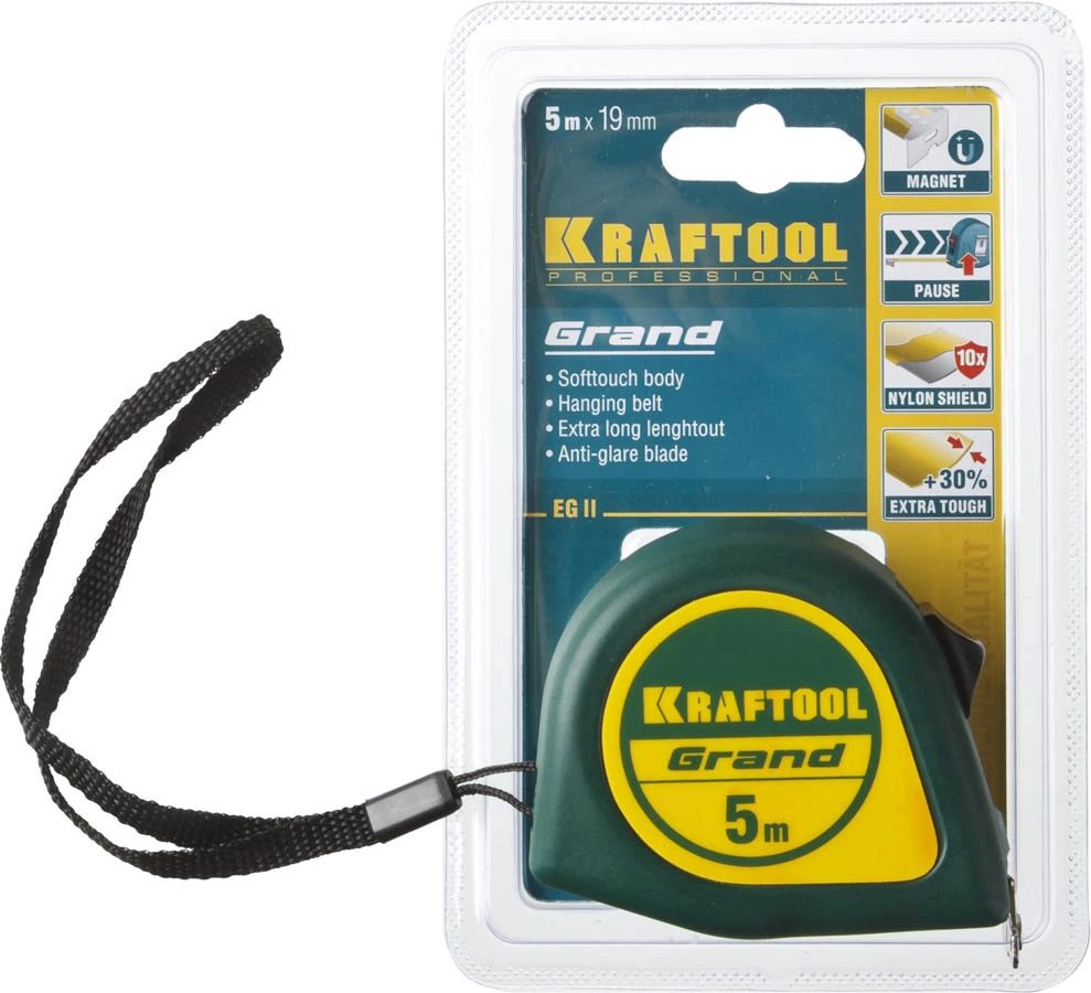 KRAFTOOL 5 м х 19 мм, рулетка GRAND 34022-05-19