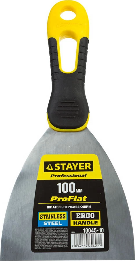 STAYER 100 мм, нержавеющее полотно, двухкомпонентная рукоятка, шпатель 10045-10