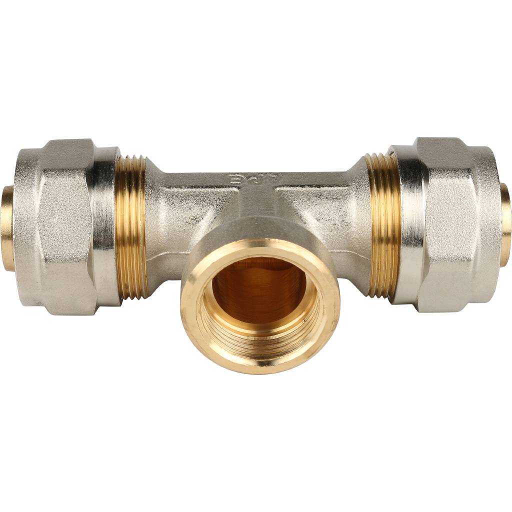 SFS-0012-003426 STOUT Тройник-переходник с внутренней резьбой 3/4"х26 для металлопластиковых труб винтовой