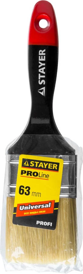 STAYER 63 мм, 2,5", щетина натуральная светлая, кисть плоская UNIVERSAL-PROFI 0104-063