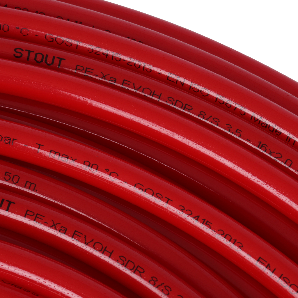 SPX-0002-101620  STOUT 16х2,0 (бухта 100 метров) PEX-a труба из сшитого полиэтилена с кислородным слоем, красная
