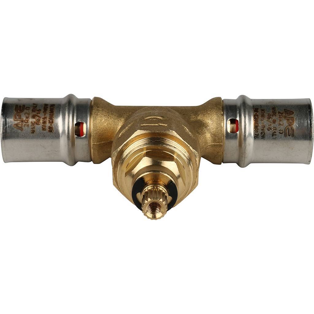 SFP-0014-002020 STOUT Вентиль с хромированной ручкой 20х20 для металлопластиковых труб прессовой