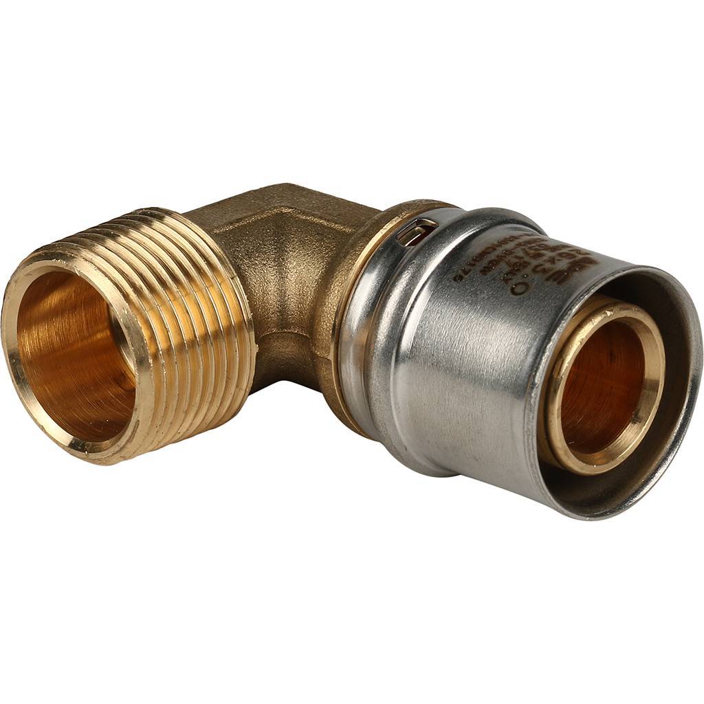 SFP-0011-003426 STOUT Угольник-переходник с наружной резьбой 3/4"х26 для металлопластиковых труб прессовой